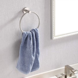KES Brushed Nickel Towel Ring, Hand Towel Holder for Bathroom Wall, Round Towel Hanger Wall Mount SUS304 Stainless Steel, A2180DG-2