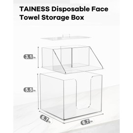 TAINESS Disposable Facial Towels Storage Box Compatible with Clean Skin Club Clean Towel XL - Cotton Pads - Swabs Upgraded Double Layer Acrylic Storage Container Face Towel Holder (Glossy Clear)