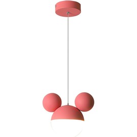 Cartoon Mouse Pendant Lighting for Kitchen Island, Creative Personality Iron Chandelier ，Pink Children's Bedroom Adjustable Cord Ceiling Lamp Shade Hanging Lights for Cafe Dining Room Bedroom (Pink)