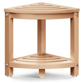 Corner Shower Stool for Inside Shower, HDPE Shower Stool for Shaving Legs, Shower Bench Waterproof with 2-Tier Storage, Small Shower Stool for Bathroom, Living Room, Bedroom , Non-Slip Feet, Brown