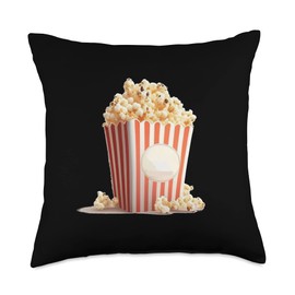 Funny Popcorn Food for Cinema and Popcorn Machine Lovers Throw Pillow, 18x18, Multicolor