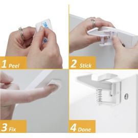 12 Pack Cabinet Locks Child Safety | Baby Safety Cabinet Locks NO Drilling 3M Adhesive Baby Proof Drawer Lock Child proofing cabinets latches for Kids Latch for Drawers & Door Child Safety Locks