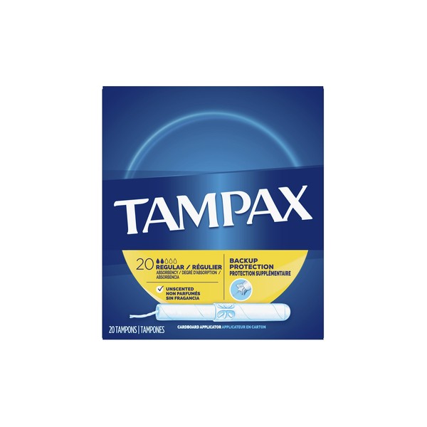 Tampax Cardboard Applicator Tampons Regular Absorbency 20 Count