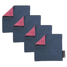 fabrizm 1083_ai-ai2 Coasters, Made in Japan, Set of 4, 3.9 x 3.9 inches (10 x 10 cm), Swirls, Reversible Indigo x Rose