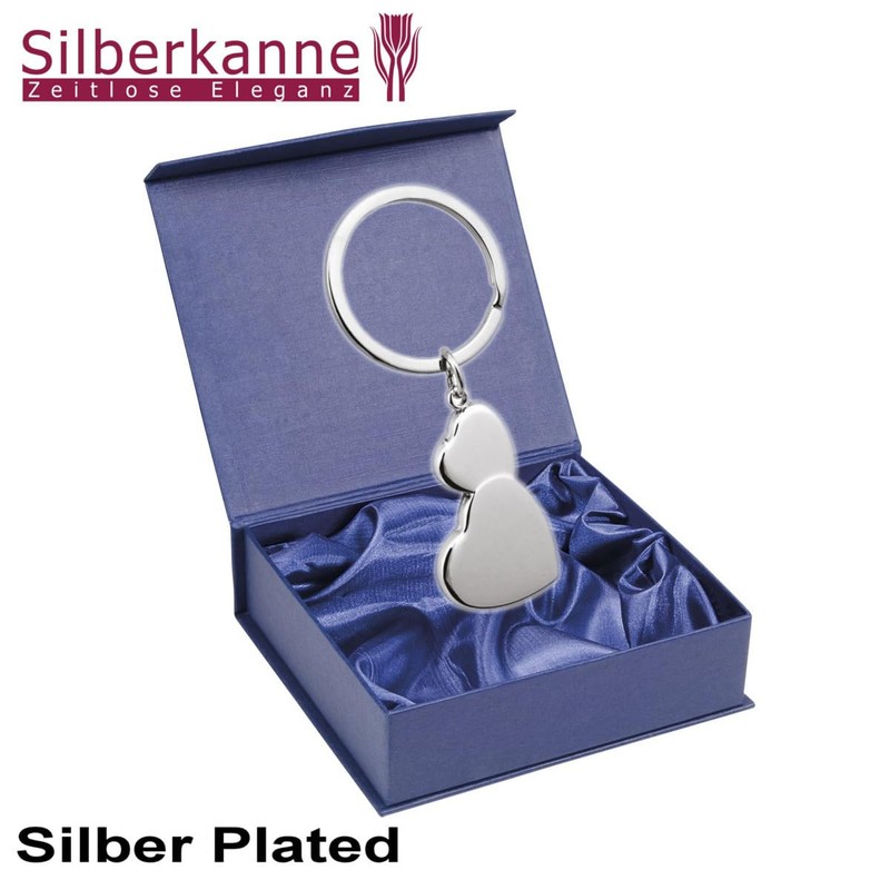 SILBERKANNE Exclusive Key Ring with Hearts 8 x 3.5 cm