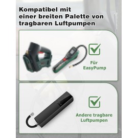 Mellbree Valve Extension Set Compatible with Bosch EasyPump, 30 cm Tyre Inflator Hose with 2 Pieces Car Valve Lever Plug, for Car, Bicycle, Motorcycle, Compressor