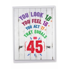 NobleWorks, Age Equation-45 - Hysterical Milestone Birthday Card Greeting Card (8.5 x 11 Inch) - J9418MBG-US