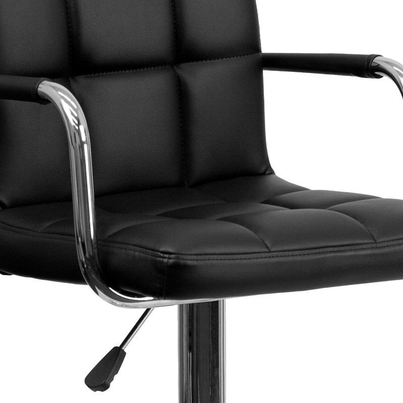 Flash Furniture Black Quilted Vinyl Barstool, 1 Pack