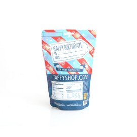 Taffy Shop Happy Birthday Water Taffy - Small Batch Salt Water Taffies Made in the USA - Super Soft, Sweet, Taffy Candy - Guaranteed Fresh - Gluten-Free, Soy-Free, Peanut-Free - 7oz