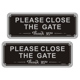 Goodvia Please Close the Gate Sign Garden Dog Signs Metel Aluminum 3.5'' x 9.8'' Rust Free, Waterproof, UV Resistant,Fade Resistant Pack of 2