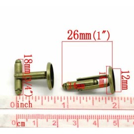 Unbranded Lot of 10 Antique Bronze Cuff Links (5 pairs) – 12mm Glue Pad Bezel Setting