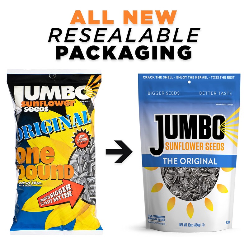 JUMBO SUNFLOWER SEEDS, Original, 16-Ounce (Pack of 6)