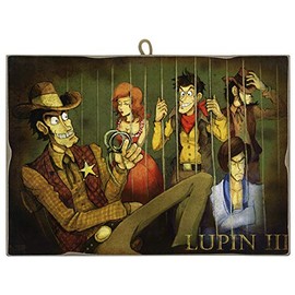KUSTOM ART Picture Vintage Style Lupin III Series Behind the Bars, Laser Print on Wood - Gift Idea