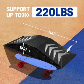 Yes4All Single-Piece Skateboard Ramp, Bike Ramp, Skate Ramp - Durable & Designed for Beginners, Capacity 220Lbs - 44" Length