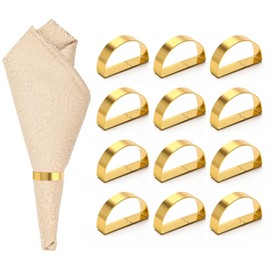 Coitak Lote de 12 porta-guardanapos espiralados de metal dorado para boda, cena, decoración de mesa (medio círculo)