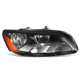 DNA MOTORING Passenger Side (Right) Headlight Assembly Compatible With Passat 2012-2015, Halogen, Black Housing, OEM-HL-0253-R