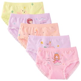 MiiTales Toddler Soft Cotton Panties Little Big Girls Undies Assorted Underwear Girls' Briefs Breathable Comfort Soft Underwear (5 Pack)