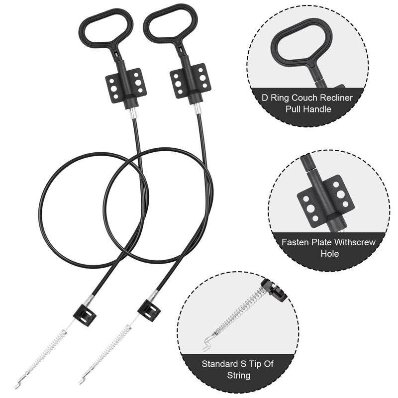 YEYETUO Sofa Recliner Cables, 2PCS Release Cables Replacement D Ring