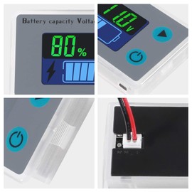 2PCS Battery Meter 10-100V 12V 36V 24V 48V Digital Battery Capacity Voltmeter Tester Remaining Capacity Percentage Level Voltage Temperature Monitor Meter with Cable Electric Boat Battery Power