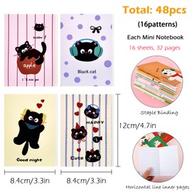 Pack of 48 Mini Diary Notebook, A6 Small Notepad, Pocket Notebook, Small for School, Office, Travel (8.5 x 12 cm)