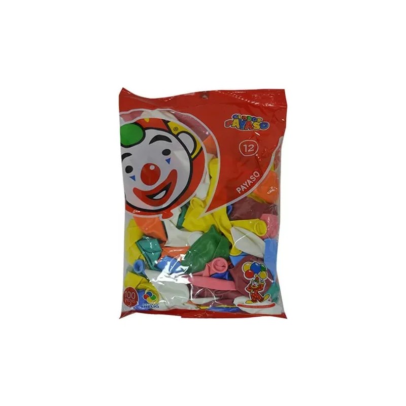 Payaso Globo Payaso N12 Colores Bolsa Con 25pzs
