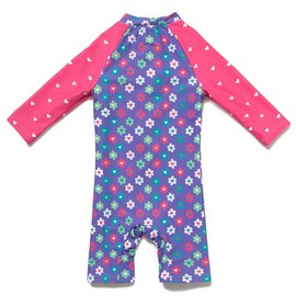 BONVERANO Baby Girl One Piece Swimsuit Long Sleeve with UPF 50+ Sun Protection (Purple, 6-9 Months)