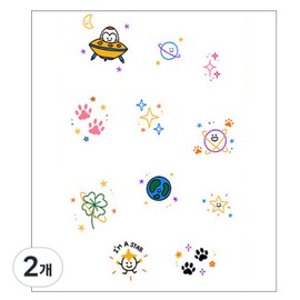 Gel Luna Mini Finger Color Tattoo Sticker T-364~368, 2 pieces, T-364 / 젤루나 미니 손가락 컬러 타투 스티커 T-364~368, 2개, T-364