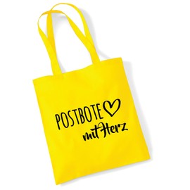 Huuraa Jute Bag Postman with Heart Gift 10 Litres Cotton Postman Gift Idea, yellow, Unit size