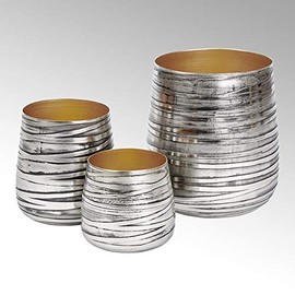 Lambert -Twister - Tea Light Holder / Lantern / Flower Vase - Aluminium/Nickel - Silver - (H x D) 9.5 x 10 cm - Small