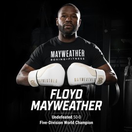 Hayabusa Mayweather Champ Boxing Gloves for Men and Women - White/Gold, 16oz