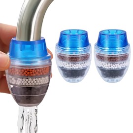 2 Piezas - Filtro Purificador Agua Carbon Activado Cartucho Grifo Universal Fregadero Lavabo Elimina Cloro Contaminantes Parásitos
