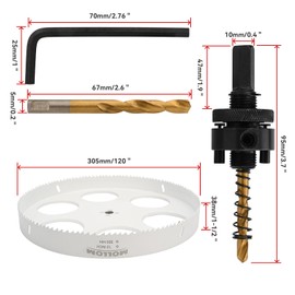 Mollom (305mm | 12") HSS M42 with 8% Cobalt BI-Metal Hole Saw with 2 Pilot Drill Bits & Arbor Smooth Cutting for PVC,Drywall,Wood,Plastic,Gypsum Board,Rubber