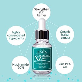 Cos De BAHA Niacinamida 20% + Zinc PCA 4% Serum 1 Fl Oz – Reductor de poros, tratamiento de tono de piel desigual, disminuye la propensa al acné, equi