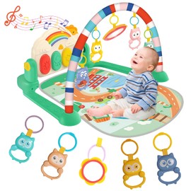 KroMlyX Baby Playmat Glow and Grow Kick & Play Piano Gym, Blue Musical Learning Toy with Developmental Activities for Newborns 0+ Months