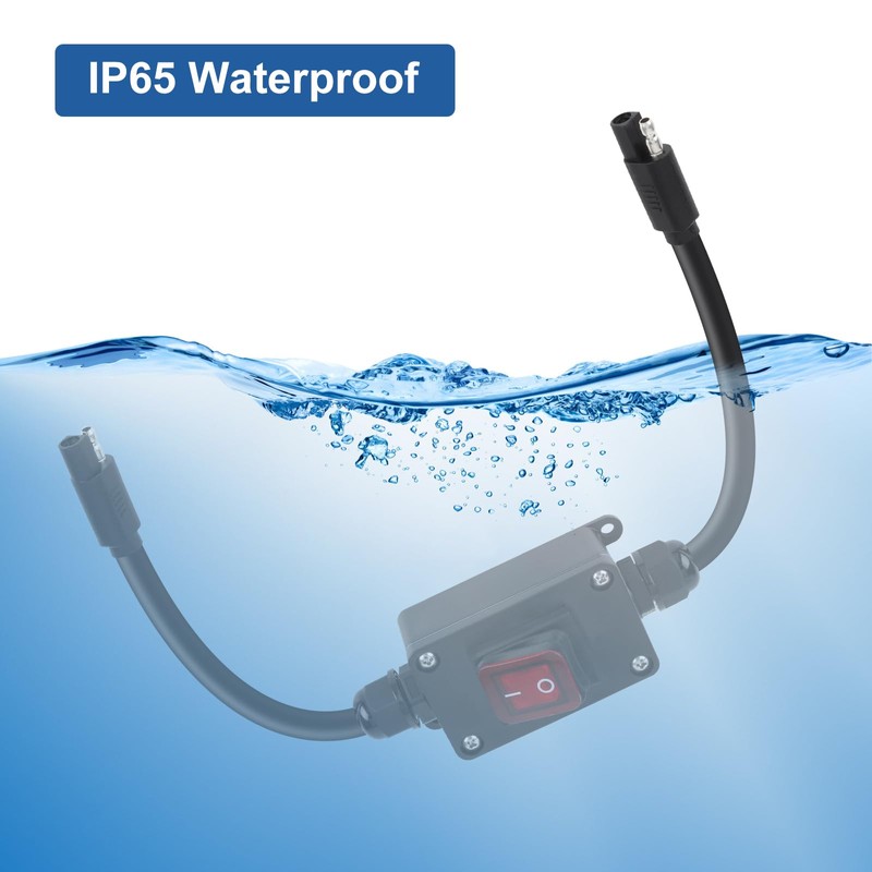 Inline 12V Power Switch, Briidea IP65 Waterproof SAE Connector with