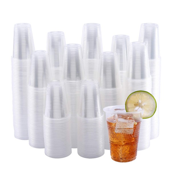 500 Pack 7 OZ Clear Plastic Cups, Clear Plastic Cups Tumblers, Cold Party Drinking Cups, Disposable Cups for Wedding,Thanksgiving, Christmas Party