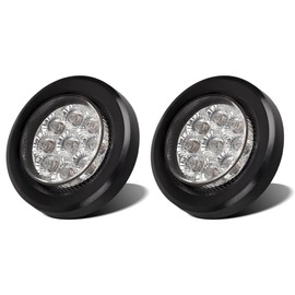 Partsam Pair 2" Clear/Red Flush Mount Mini-Reflex Side Marker LED Light Truck RV Trailer 9LED w Grommet, Faceted Round Trailer Clearance Lights w Reflectors