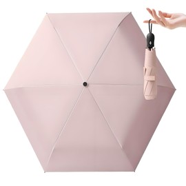 Laluna Folding Umbrella, UV Protection, 100% Light Blocking, Women's, Men's, Parasol Parasol, Rain or Shine, One-Touch, Auto Open and Close, Includes Storage Pouch, Pink