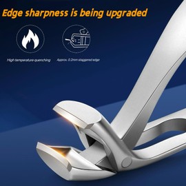 Mymai Large Curved Head Nail Clippers - Non-slip Ergonomic Nail Trimmer with Wide Mouth, Splash Guard, Ideal for Thick Nails, Heavy Duty Household Clipper (Black)