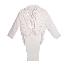 Lito Angels Baby Boys Tuxedo Wedding Suits & Blazers, Page Boy Christening Baptism Formal Outfit 5 Pieces Set with Waistcoat, Age 9-12 Months, White (Tag Number 01)