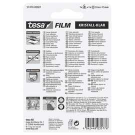 Tesa 57470-00001-01 Tesafilm Sticking Tape Crystal Clear 33 m x 15 mm + Easy Cut Holder Transparent