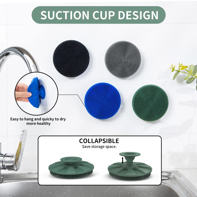 Silicone Sponge 3 Pack, BEAUTAIL Non-Scratch Scrub Sponges, for Washing