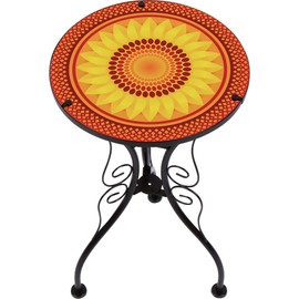 Trademark Innovations 22" Sunflower Design Glass & Metal Side Table, Sunflower