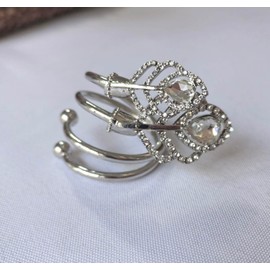 Napkin Rings, Table Decor Napkin Ring, Silver Metal Leaves with Rhinestone, 12Pcs Leaf Napkin Rings, Dinner Party, Christmas Dinner, Dinner Decor, Dinning Table Decor, Napkin Holder, Cloth Holder