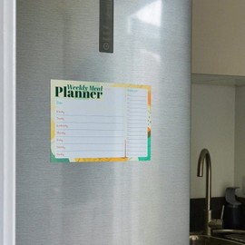 Magnetic A4 Weekly Meal Planner and Shopping List for Fridge, Whiteboard or Office with Dry Erase Abstract Design - Get Organised and Reduce Stress