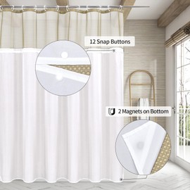 MitoVilla Beige Waffle Shower Curtain with Snap-in Liner, Modern Waffle Weave Fabric Shower Curtain for Luxury Hotel & Spa Bathroom Decor, 72 x 72, Beige/Khaki