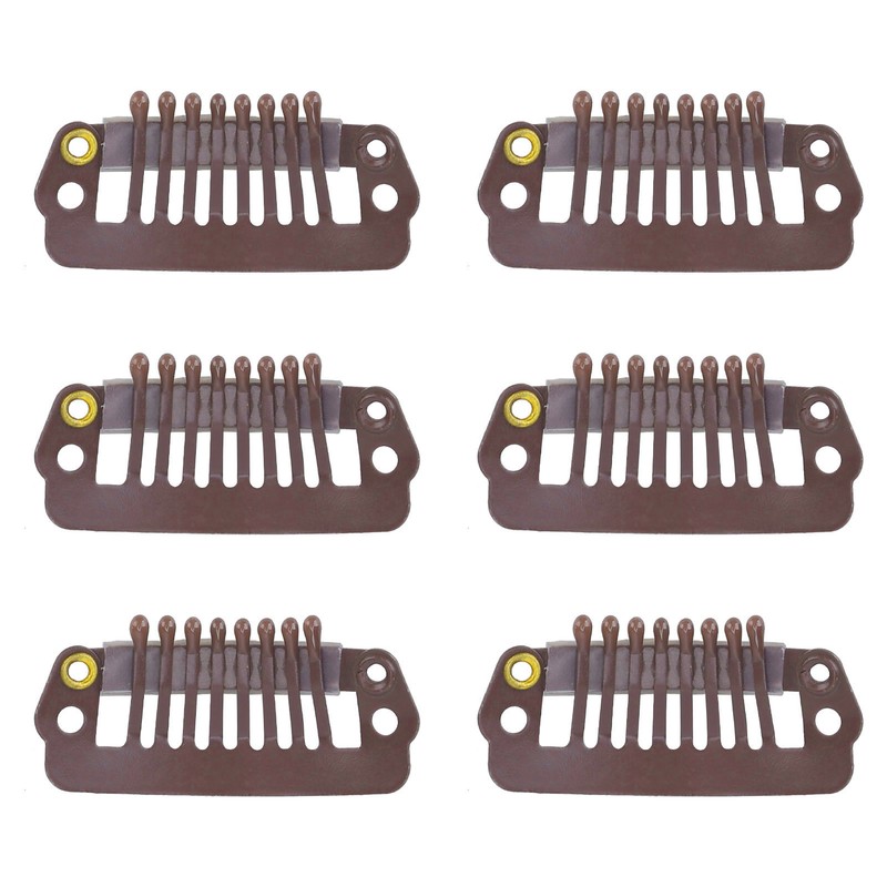 50pcs 8 Tips 8 Teeth Snap Comb Wig Clips Stainless