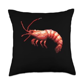Cherry Shrimp 8 Bit Throw Pillow