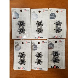 scünci 6 Packs of 2: Scunci Real Style Jaw Clips Flower Bling Studded (5300) R7P7b