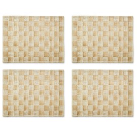 MACKENZIE-CHILDS Set of 4 Sinamay Placemats, Durable Woven Table Mats, Flax